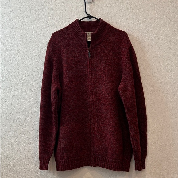 L.L. Bean Vintage 1990’s Men's Deep Red Zip-Up Sweater - Picture 1 of 13